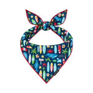 Surf's Up Pup Bandana tied dog bandana