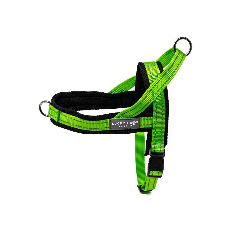 Small/medium pet harness in Green and red Web fabric